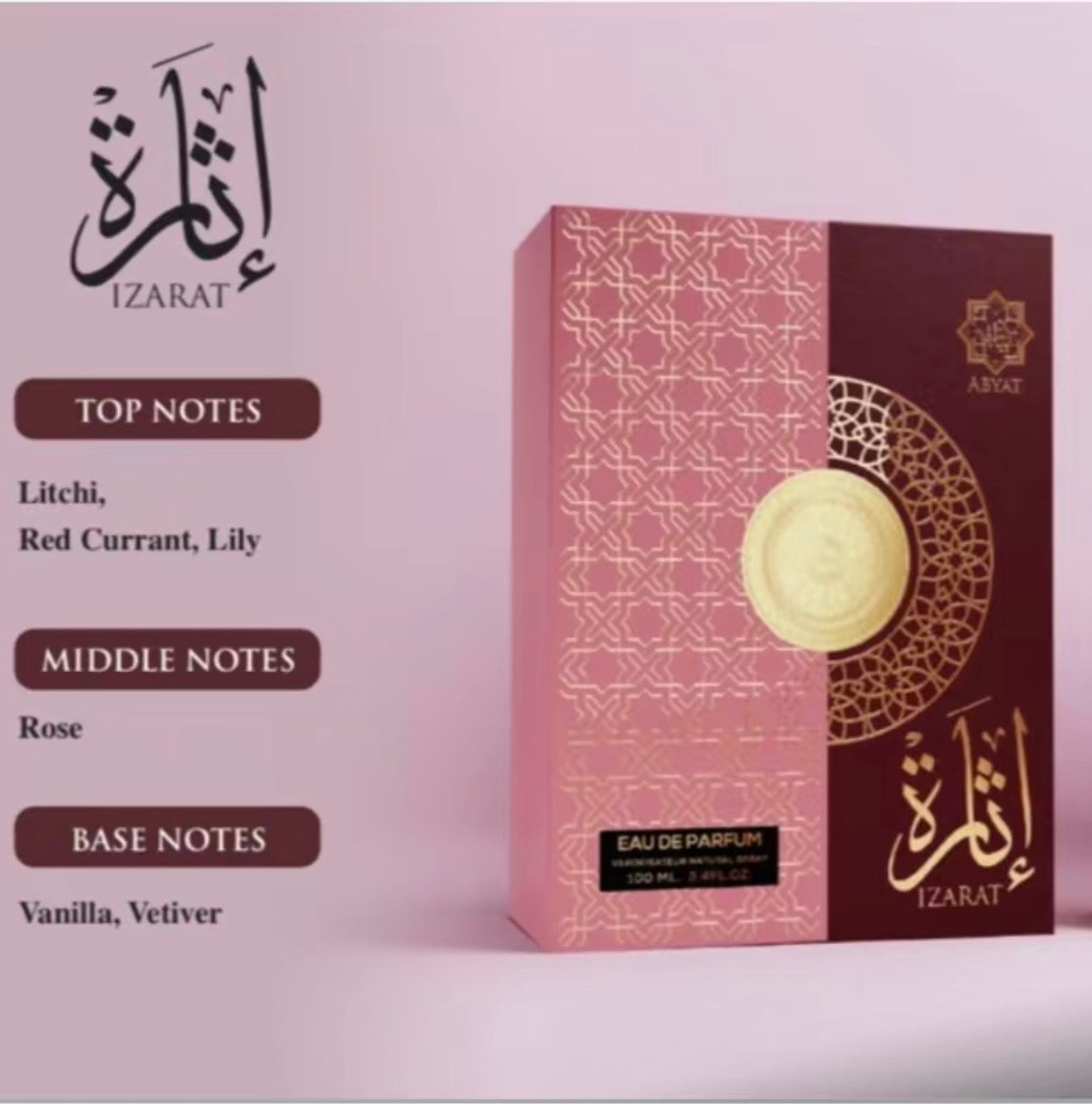 Izarat 100 ML EDP Fruity Floral Eau De Parfum With Rose Vanilla Vetiver Base Scent