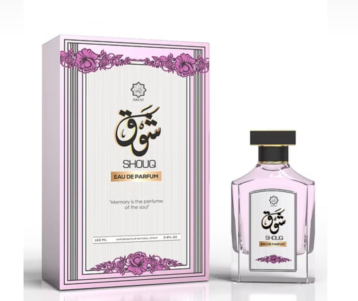 Shouq by Abyat EDP Perfume 100ml 3.4 Fl Oz Citruses Bergamot Jasmine Oud Woody Notes