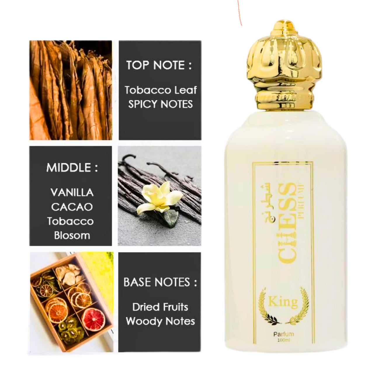 Chess King Eau de Parfum 100 Ml 3.4 Fl Oz Masculine Fragrance Citrus White Floral Spicy