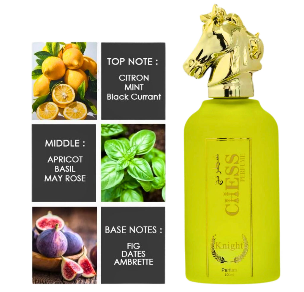 Chess Knight 100ml Unisex Eau De Parfum EDP Vibrant Fresh Citrus Mint Black Currant Apricot Basil