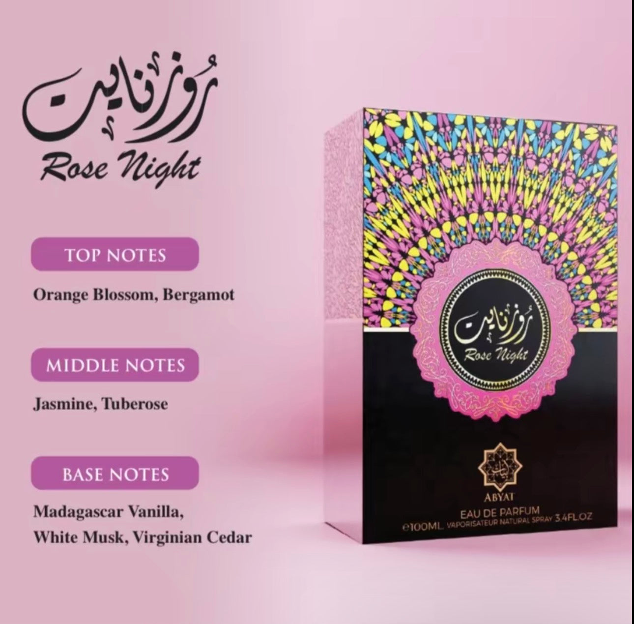 Rose Night Eau De Parfum 90 Ml 3 Fl Oz Red Berries Bergamot Pink Rose Jasmine Peony Musk Vanilla Sandalwood Amber