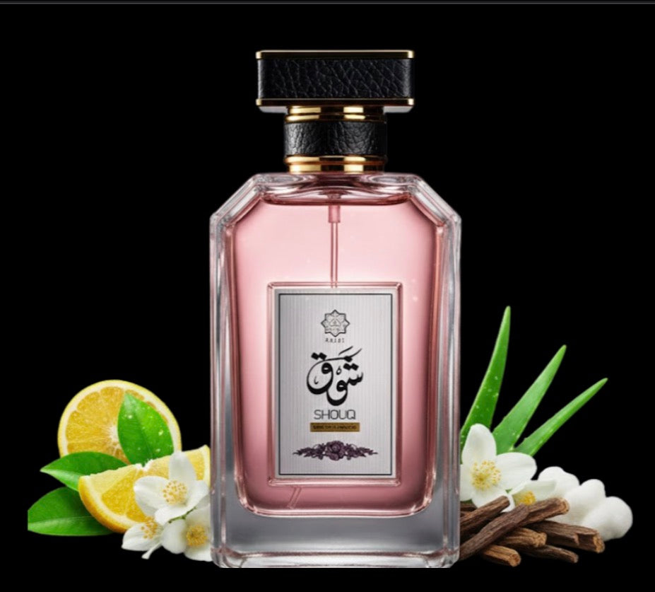 Shouq by Abyat EDP Perfume 100ml 3.4 Fl Oz Citruses Bergamot Jasmine Oud Woody Notes